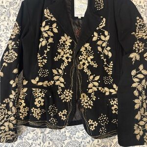 Paparazzi Black Blazer with Gold Embroidery